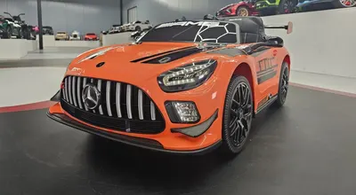 Masinuta electrica pentru copii Mercedes GT3 AMG Portocaliu, 12V, licenta oficiala, telecomanda 2.4G, scaun piele, deschidere usi