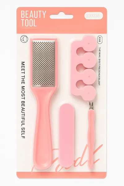 Set Pedichiură 4 în 1 – ideal pentru pedichiură și îngrijirea completă a picioare Roz