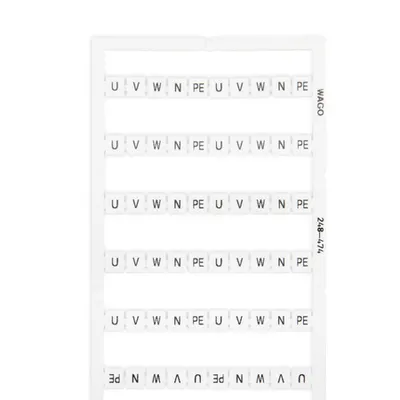 Mini-WSB marking card; as card; MARKED; U, V, W, N, PE, U, V, W, N, PE (10x); not stretchable; Horizontal marking; snap-on type; white