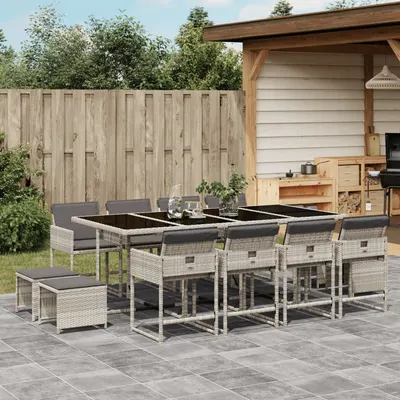Gossi set mobilier de gradina cu perne 13 piese gri deschis poliratan