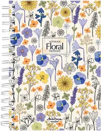 Caiet spiralat Drasca Floral Harmony - A5, 120 coli , fundal alb