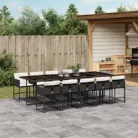 Gossi set mobilier de exterior cu perne, 11 piese, negru, poliratan