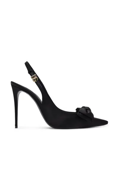Sandale dama - Dolce Gabbana - pantofi cu toc - culoare neagra - material textil