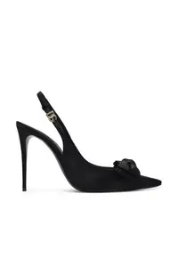 Sandale dama - Dolce Gabbana - pantofi cu toc - culoare neagra - material textil -
