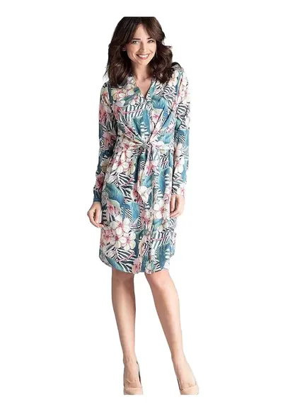 Rochie de dama cu model - Radeyah - albastra deschis - Multicolor