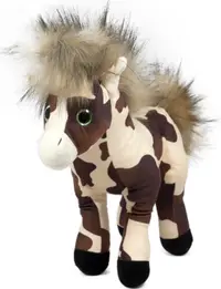 Jucărie de pluș Amek Toys - Cal pătat cu coamă bej, 30 cm