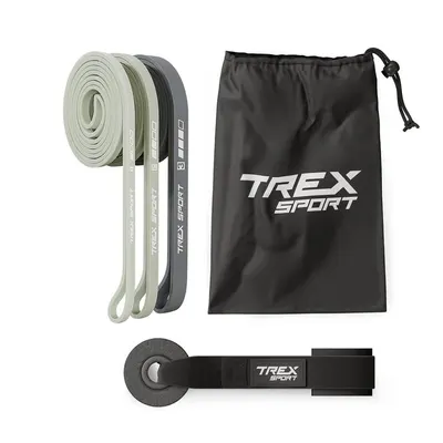 Set 3 benzi rezistență Trex Sport Power Band cu ancoră ușă, 2–30 kg