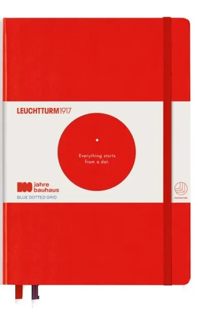 Caiet agenda Leuchtturm1917 Bauhaus 100 - A5, rosu, linii punctate
