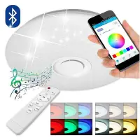 Plafoniera LED RGBW Smart 72W, Bluetooth si telecomanda, difuzor incorporat, diametru 50 cm