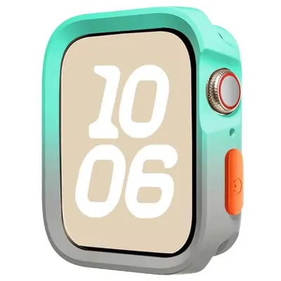 Husa Soft Bumper pentru Apple Watch, Protectie antisoc, Silicon, Turcoaz si gri - Apple Watch 46mm Seria 10/11 Engros
