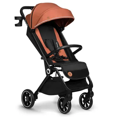 Carucior sport Lionelo Cloe, Cu accesorii, Cadru din aluminiu, Sarcina maxim 22 kg, Usor, Pliere compacta pentru avion, cu o singura mana, Ideal pentru toate tipurile de suprafete, 6 luni+ maro