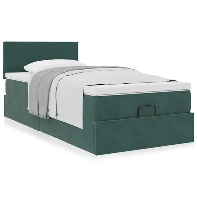 Gossi cadru de pat otoman cu saltea catifea verde inchis 90x200cm