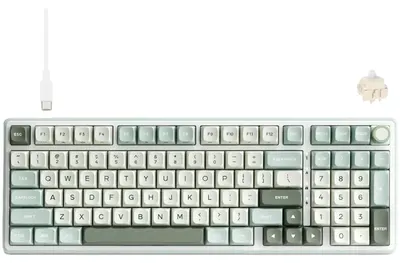 Tastatură mecanică Royal Kludge - RK R98 Pro Sky Cyan, switch Cream, RGB, albastră