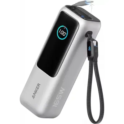 Baterie Externa Anker A1695H41, 25000mAh, 165W, QC + PD, 1 x USB-A - 3 x USB-C, Argintiu