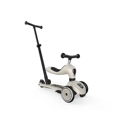 Trotineta copii cu sezut si maner, transformabila 3 in 1, Highwaykick 1 Push and Go Ash, 1-5 ani, pana la 50 kg, Scoot Ride