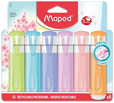 Etichete text Maped Fluo Peps - Classic Pastel, 6 culori