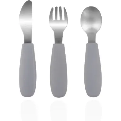 Zopa Silicone Children's Cutlery tacâmuri pentru copii 6 m+ Dove Grey 3 buc