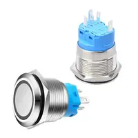 Buton Push Metalic, 220V, 22mm, cu Retinere, Led Rosu, Mufa inclusa, ElectroAZ Engros