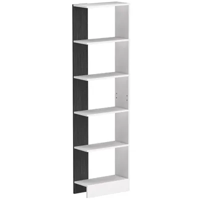 HOMCOM Raft Îngust cu 5 Etajere, Raft Economisitor de Spațiu Modern din Lemn, Bibliotecă pentru Baie, Living, Dormitor, Birou, 45x21x170 cm, Alb și Negru | Aosom Romania