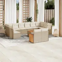 Gossi set canapele de gradina, 13 piese, cu perne, bej, poliratan