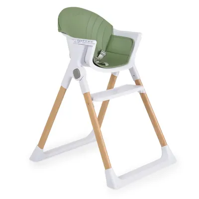 Scaun de masa pentru copii Cangaroo Almond Green,husa din piele ecologica usor de curatat,structura metalica stabila,picioare antiderapante,pliere compacta,centura de siguranta si protectie antialunecare,suport picioare