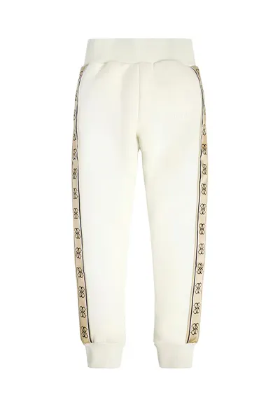 Pantaloni de trening cu segmente logo laterale - Maro nisip/Bej deschis