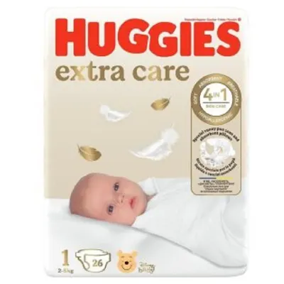 Huggies Extra Care nr.1, 2-5 kg | 26 bucati