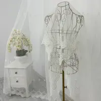 Perdea Oriental din Tulle cu Broderie, model elegant, Ivoire, 100cm latime x 260cm inaltime, cu rejansa pt bara