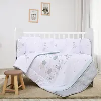 Lenjerie cu 7 piese pentru patut 120x60 cm Lorelli Lily Giraffe din bumbac ranforce