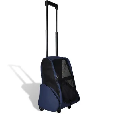 Troller pentru animale de companie multifunctional, pliabil, albastru