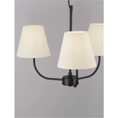Lampa suspendata MOIST Negru Metal & Cream Fabric Shade LED E27 3x12W 230V IP20 Fara bec Inaltime ajustabila
