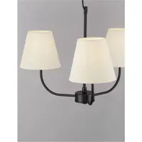 Lampa suspendata MOIST Negru Metal & Cream Fabric Shade LED E27 3x12W 230V IP20 Fara bec Inaltime ajustabila