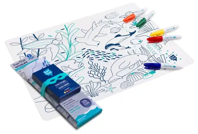 Suport pentru colorat Super Petit - Coral, cu brățară din silicon și 5 markere