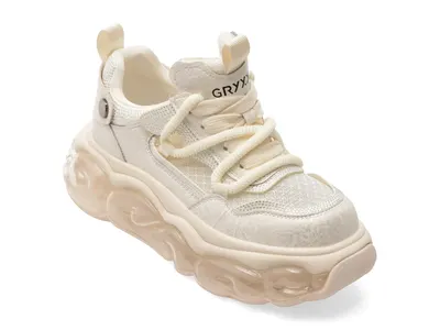 Pantofi sport GRYXX albi, 5372, din material textil si piele naturala