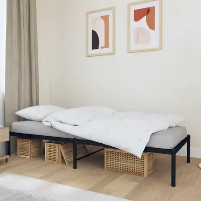 vidaXL Cadru pat metalic, negru, 90x190 cm