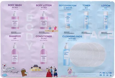 Asus Cosmetics Set pentru păr și corp în 8 pași, 8 piese