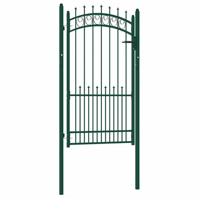 vidaXL Poartă de gard EMMEN cu țăruși din oțel, verde, 104x134,5 cm