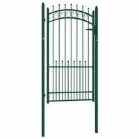 vidaXL Poartă de gard EMMEN cu țăruși din oțel, verde, 104x134,5 cm