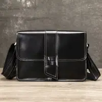 Servieta pentru barbati, Aderin GT3805, piele naturala, Neagra