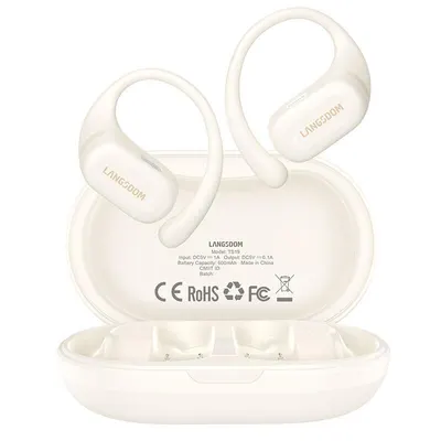 Căști wireless BT Langsdom TS19, cu reducere a zgomotului ENC (alb)