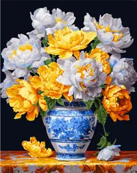 Set de pictură pe numere MagicArt - Bujori superbi
