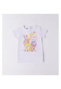 Tricou cu imprimeu pentru fete - 4.6748 - Multicolor - Alb/Verde/Galben/Roz/Multicolor/Albastru