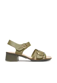 Sandale dama - piele naturala - verde - toc clasic