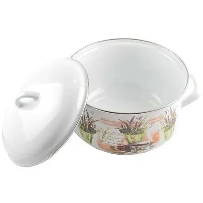 Cratita Emailata cu Capac, 24 cm, 6 l, Perfect Home