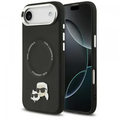 Husa MagSafe pentru Apple iPhone 17 Air, Karl Lagerfeld, Karl & Choupette Pins, Neagra