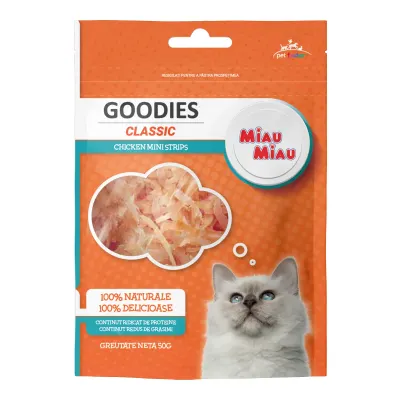 Recompense Pisici MIAU MIAU GOODIES Classic Chicken Mini Strip 50g 50g