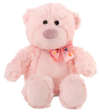 Jucărie de pluș Amek Toys - Urs cu panglica, roz, 25 cm