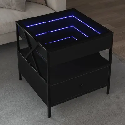 Gossi masuta de cafea cu led infinity, negru, 50x50x51 cm