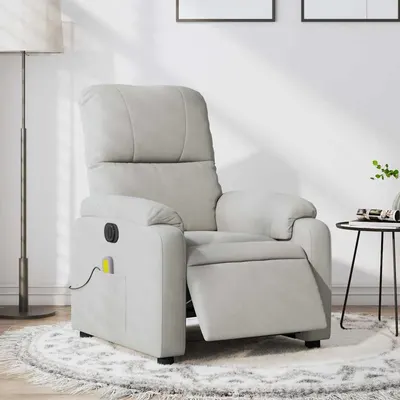 vidaXL Fotoliu de masaj rabatabil electric, gri deschis, microfibră