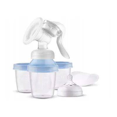 Pompa manuala, Philips Avent, Cu accesorii, BPA Free, Cu recipiente de stocare incluse, Plastic, Alb